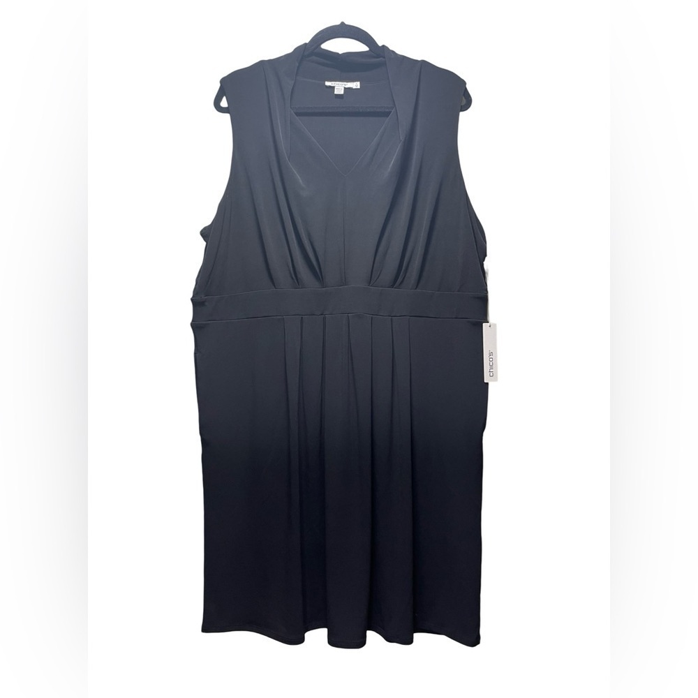 NWT Chico’s Black Pleated Short Dress Size XXL/20